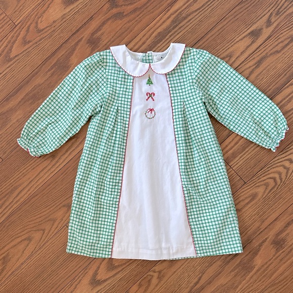 Petit Ami Holiday Embroidered Dress Christmas Gingham Pleated Outfit 4T - Picture 1 of 6